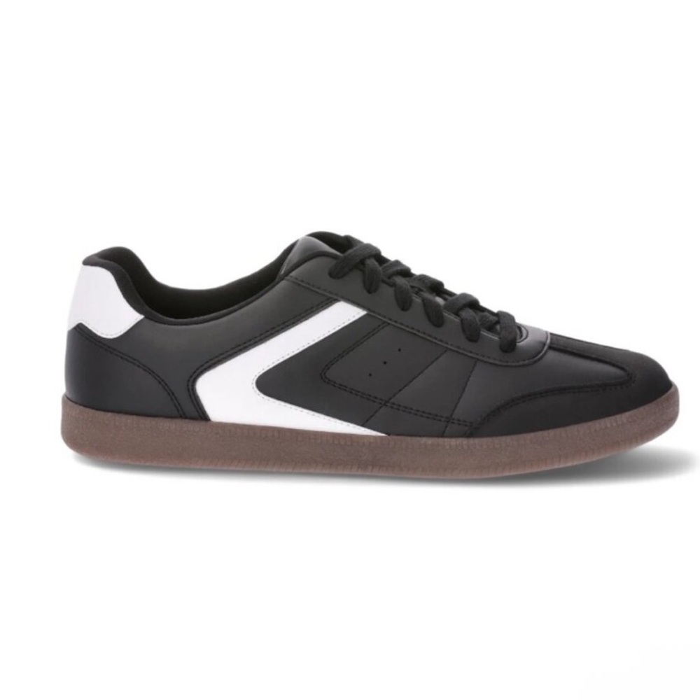 Men's Black and White Casual Lace-Up Sneakers